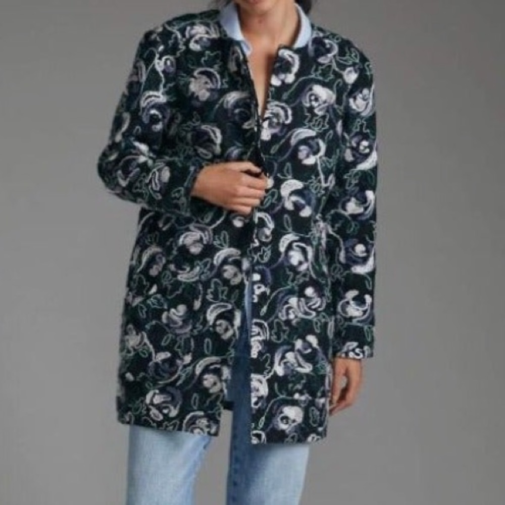 Anthropologie Hutch embroidered floral coat